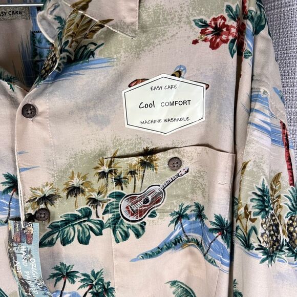 New Batik Bay Hawaiian Tropical Button Front Shirt XXL Palm Tree Surfboard Boats - Picture 10 of 10